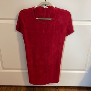 Faux Suede Red Dress